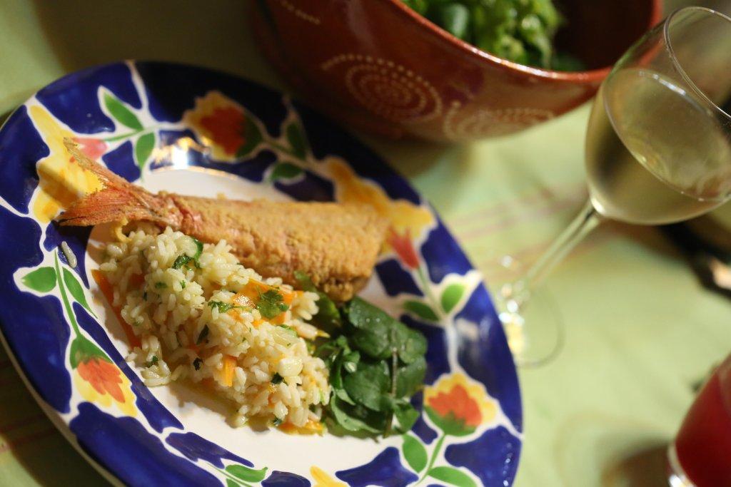 Arroz de cenoura com coentros