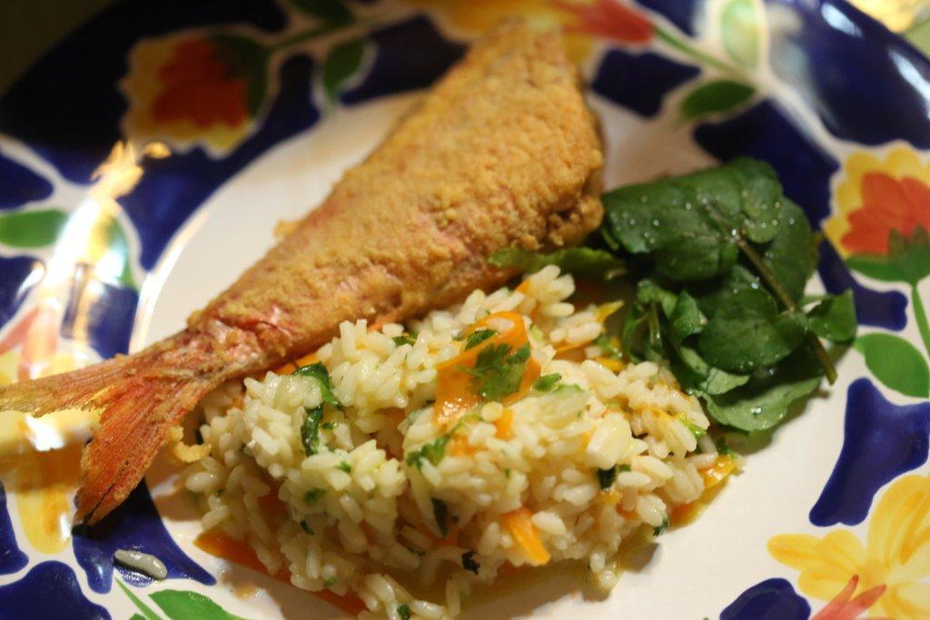 Arroz de cenoura com coentros